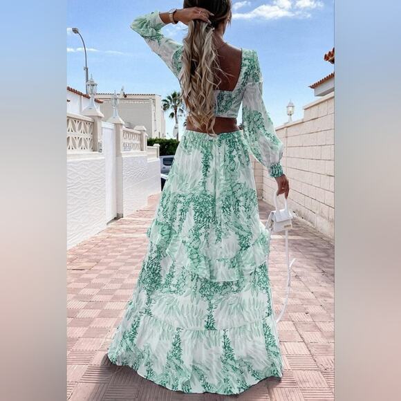 Blue Floral Maxi Dress - Picture 2 of 5